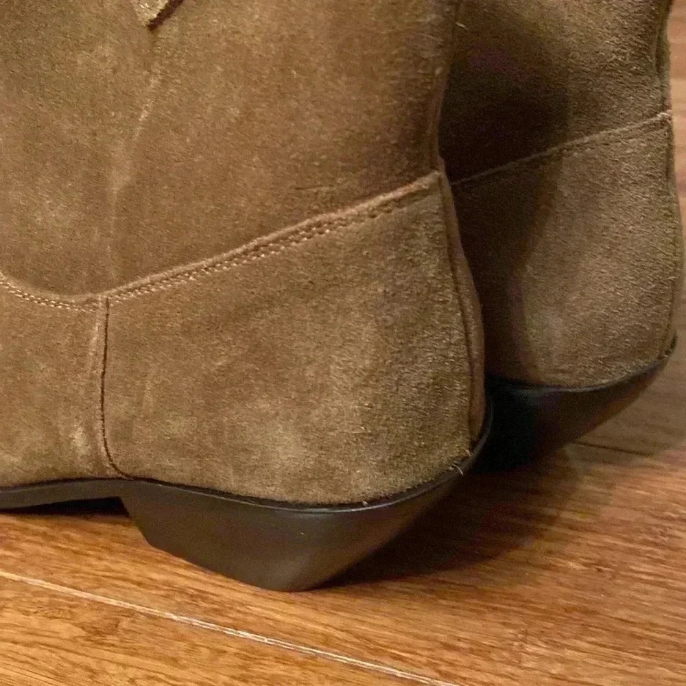 Boden Tan Suede Heeled Boots western - Picture 4 of 8